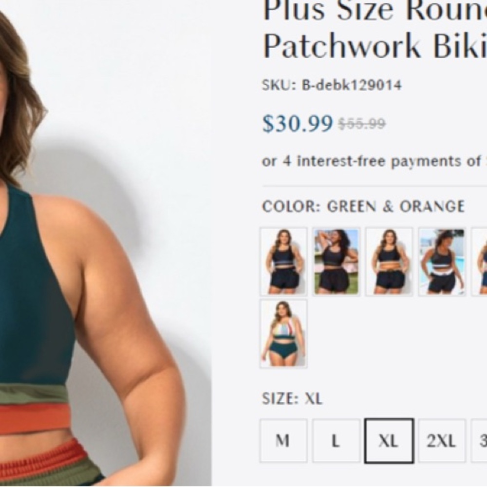 Color Block Swim Top - XL, NWT - Picture 6 of 6
